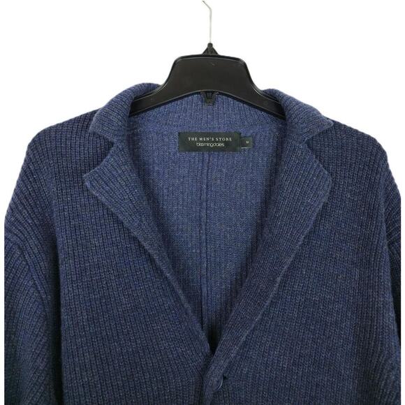 The Men's Store Wool Blend Knit Cardigan Sweater Navy Melange Medium NWT - Picture 3 of 6